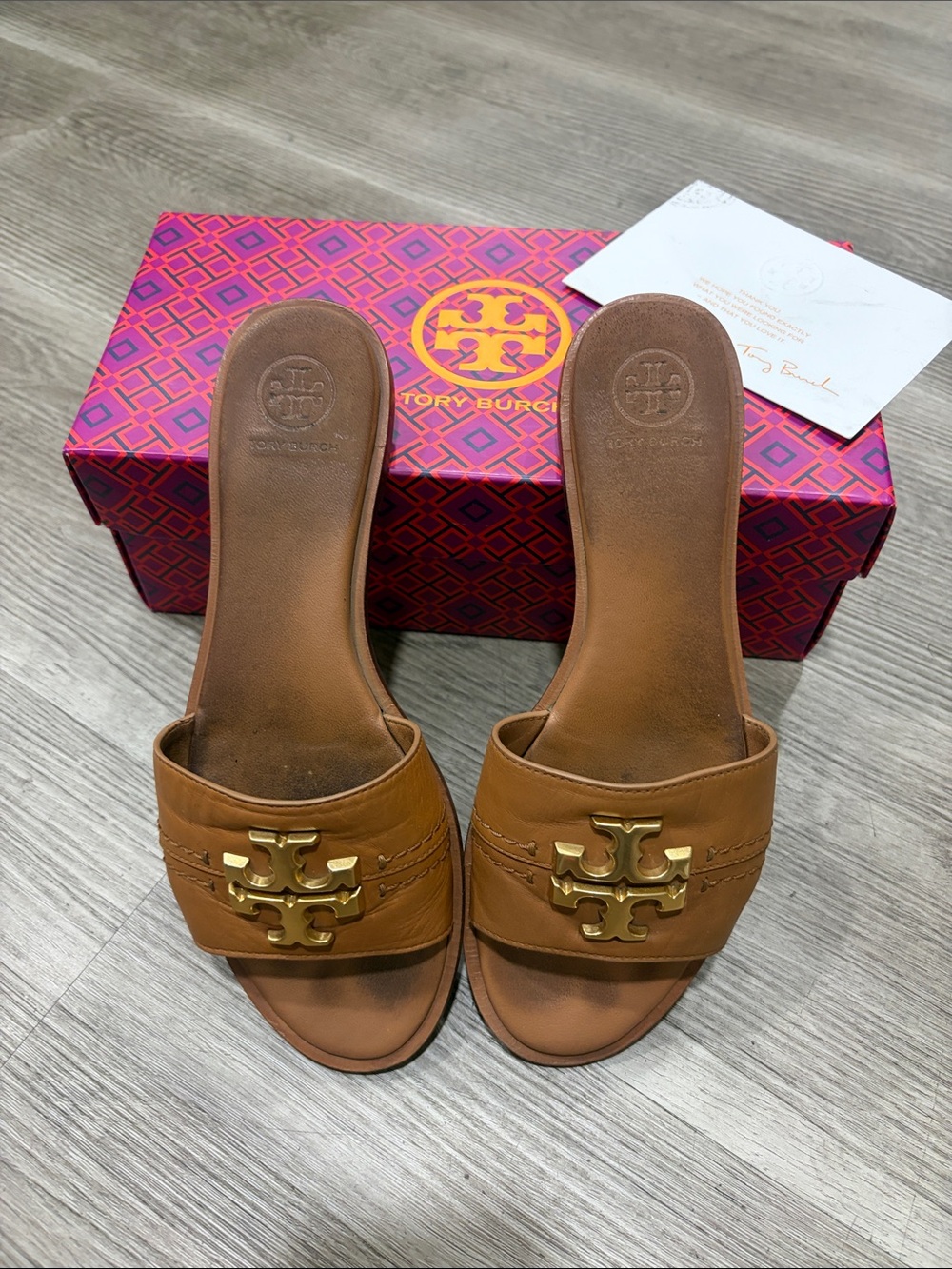 Tory Burch Tan Everly Slide- Size 7.5
